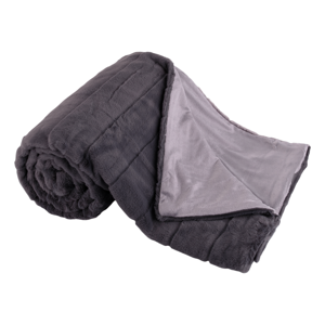 Plüss csíkos takaró, sötétszürke, 150x200 cm, SERGI