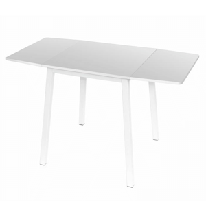 Étkezőasztal, MDF fóliázott/fém, fehér, 60-120x60 cm, MAURO